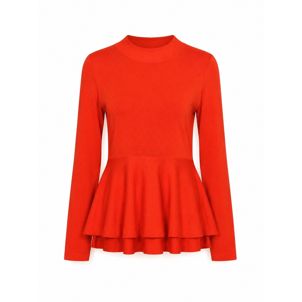 COS Peplum Top XS/S Orange Double Layer Scandi Minimalist Long Sleeve Lagenlook